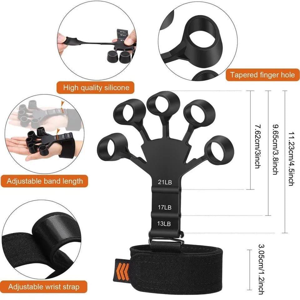 Finger Gripper – Adjustable Resistance Hand & Finger Strengthener (Black & Grey)