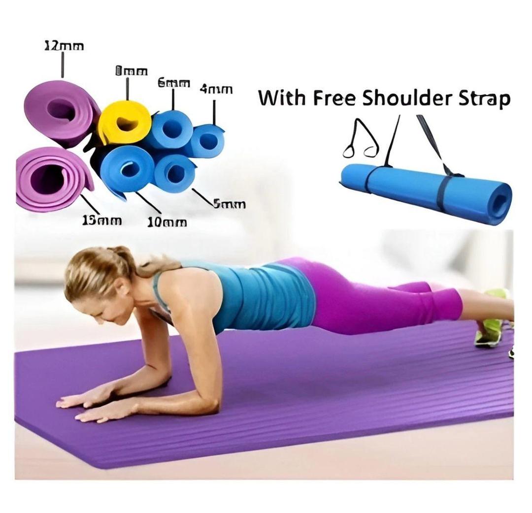 Premium Yoga Mat with Free Shoulder Strap – Home Gym & Workout Mat