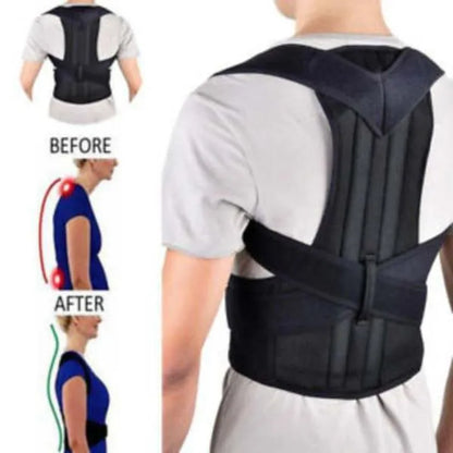 Posture Corrector Belt – Adjustable Breathable Mesh Back Brace (Black)