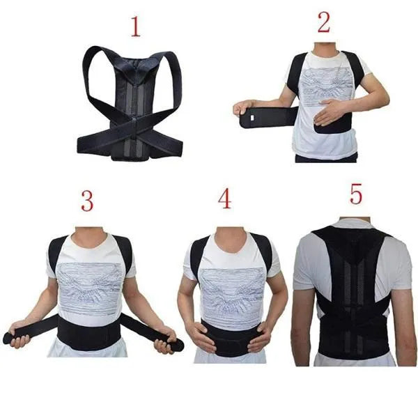 Posture Corrector Belt – Adjustable Breathable Mesh Back Brace (Black)