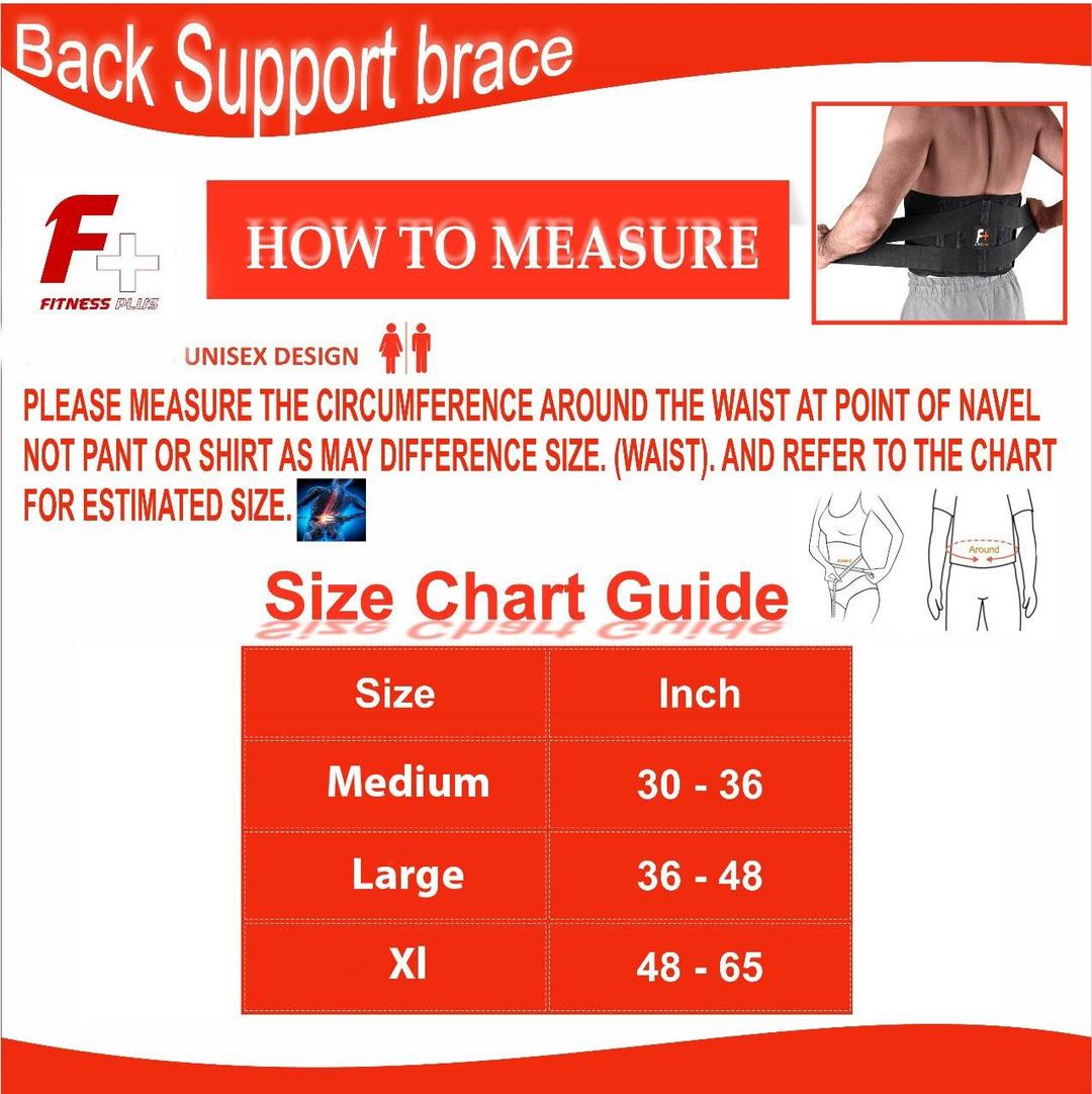 Black Nylon Lumbar Support Belt – Back Brace for Pain Relief (M / L / XL)