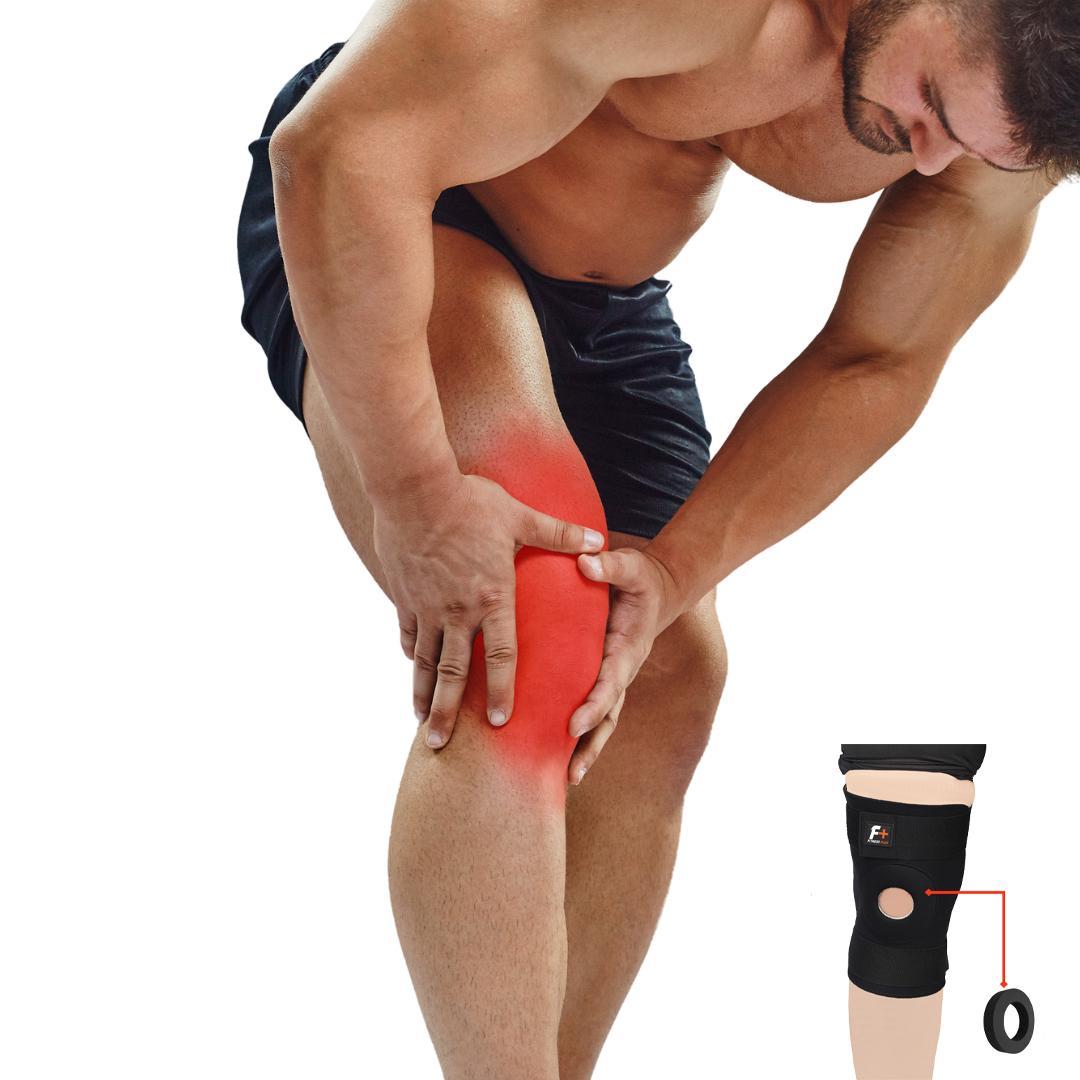 Fitness Plus Nylon Knee Brace – Black 2Pcs Set (XL / XXL) Portable Open Patella Support
