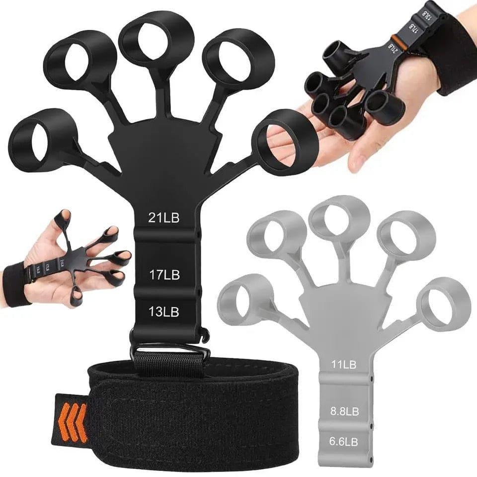 Finger Gripper – Adjustable Resistance Hand & Finger Strengthener (Black & Grey)