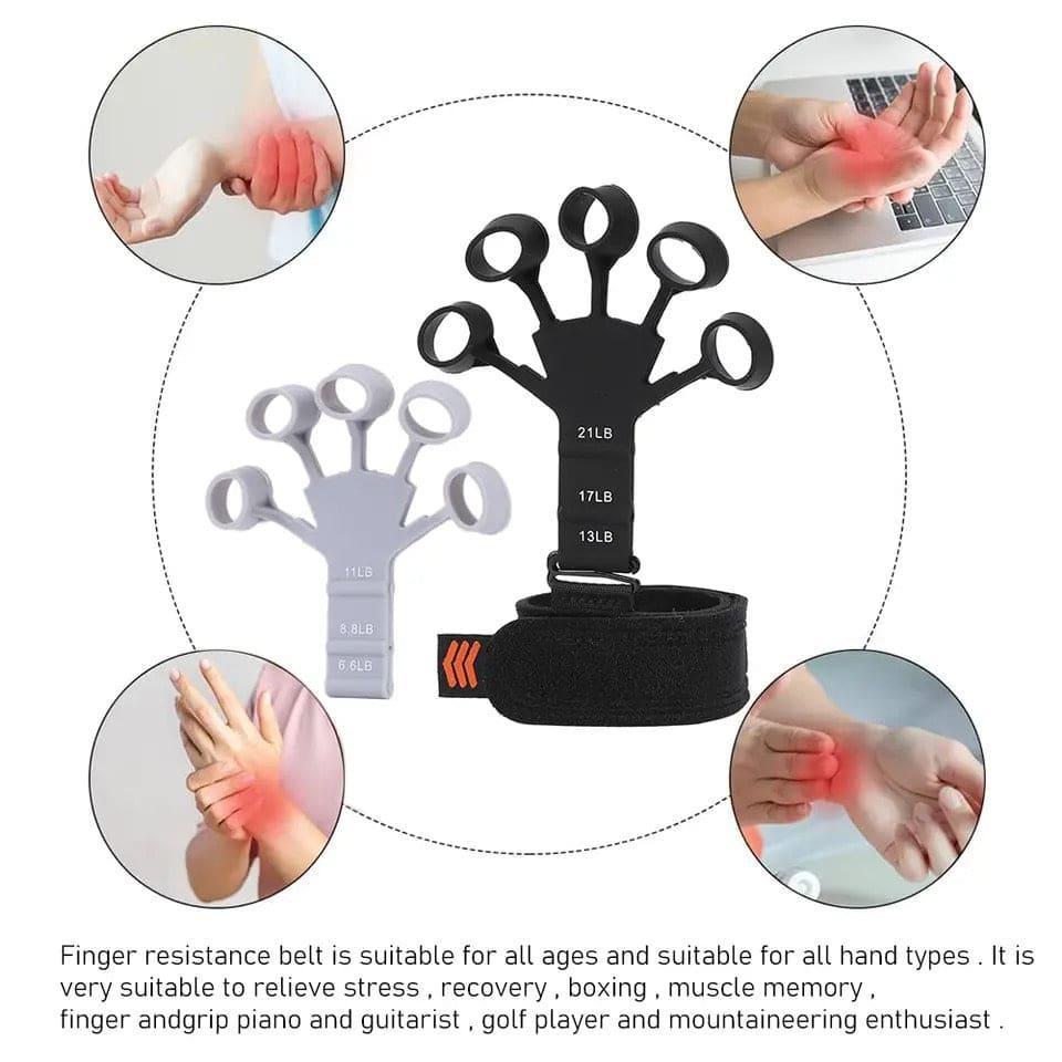 Finger Gripper – Adjustable Resistance Hand & Finger Strengthener (Black & Grey)