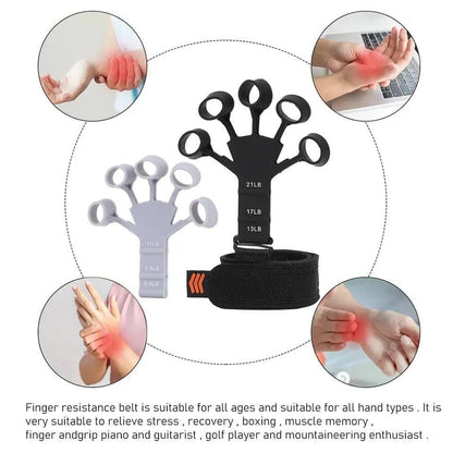 Finger Gripper – Adjustable Resistance Hand & Finger Strengthener (Black & Grey)
