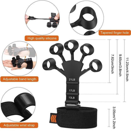 Finger Gripper – Adjustable Resistance Hand & Finger Strengthener (Black & Grey)