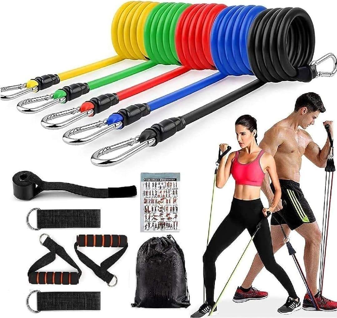 Adjustable Resistance Bands for Home Gym – 11 Pcs Set