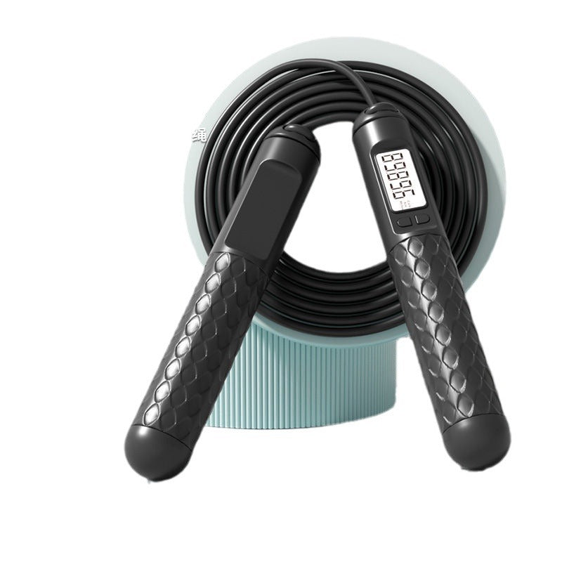 Intelligent Digital Weighted Skipping Rope – Dual-Use With & Without Rope (Black)